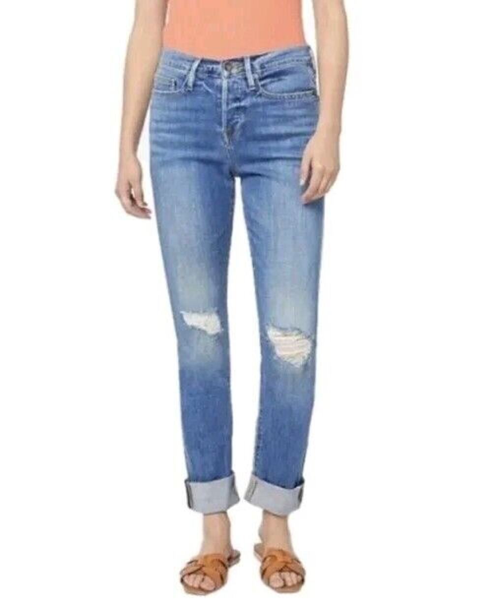 FRAME Denim Le Beau Pixie In Cleo Rips Jeans Sz 25 Distressed (j